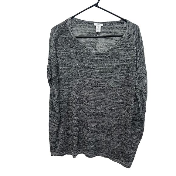 Pure Jill XL‎ Petite Gray Linen Blend Short Sleeve Knit Sweater Top Minimalist - Picture 1 of 5